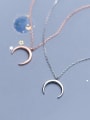 thumb 925 Sterling Silver With Platinum Plated Simplistic Moon Necklaces 0