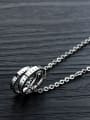 thumb Titanium With White Gold Plated Personality  Double Round Mens Necklaces 2