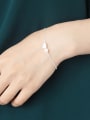 thumb Simple White Artificial Pearl Little Leaves 925 Sterling Silver Bracelet 1