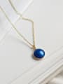thumb Sterling silver dark blue classic round gold necklace 0