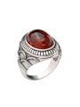 thumb Retro style Red Carnelian stone Antique Silver Plated Alloy Ring 0