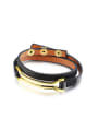thumb Fashion Two-band Artificial Leather Gold Plated Bracelet 0