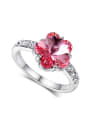 thumb Noble Pink Crystal Flower Shaped Copper Ring 2