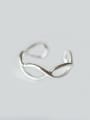 thumb S925 Silver Braided Wind Style Opening Midi Ring 0