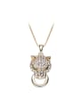 thumb Personalized Leopard Head Zircon Gold Plated Necklace 0