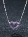thumb 925 Sterling Silver With Cubic Zirconia Simplistic Heart Necklaces 0