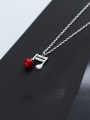 thumb Creative Note Shaped Red Artificial Pearl S925 Silver Necklace 0
