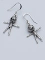 thumb 925 Sterling Silver With Antique Silver Plated Skull Doll Hook Earrings 0