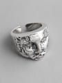 thumb 925 Sterling Silver With Platinum Plated Vintage  Abstract Face Free Size Rings 3