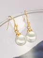 thumb White 18K Gold Plated Artificial Pearl Drop Earrings 0