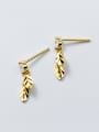 thumb All-match Gold Plated Leaf Shaped Rhinestones Drop Earrings 0