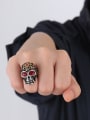 thumb Punk Style Skull Shaped Rhinestone Titanium Ring 1