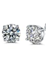 thumb Shining AAA Zircons Elegant Silver Stud Earrings 0