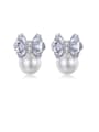 thumb Copper With Platinum Plated Cute Bowknot Stud Earrings 0