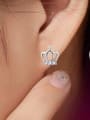 thumb Zircons White Gold Plated Crown Shaped Stud Earrings 1