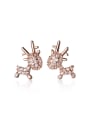 thumb 925 Sterling Silver With Rose Gold Plated Cute Small Elk Stud Earrings 4