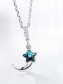 thumb Simple Little Moon Star austrian Crystal Copper Necklace 2