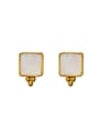 thumb Copper With Gold Plated Simplistic Malachite Square Stud Earrings 3