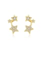 thumb 925 Sterling Silver With Gold Plated Simplistic Star Stud Earrings 0