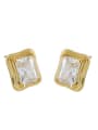 thumb 925 Sterling Silver With Gold Plated Simplistic Geometric Stud Earrings 3