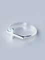 thumb S925 silver cross single line opening Midi Ring 1