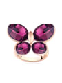 thumb Exaggerated Oval austrian Crystals Butterfly Alloy Ring 1