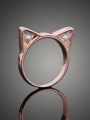 thumb Simple Cute Kitten Imitation Pearls Rose Gold Plated Ring 2