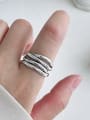 thumb 925 Sterling Silver With Antique Silver Plated Multi-layer texture free size Rings 2