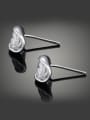 thumb Simple Cubic White Zircon Platinum Plated Copper Stud Earrings 1