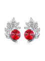 thumb Fashion Shiny Cubic austrian Crystals-covered Leaves Alloy Stud Earrings 0