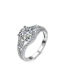 thumb Exquisite 925 Silver White Gold Plated Geometric Zircon Ring 0