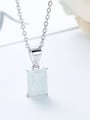 thumb Simple Rectangular Opal stone 925 Silver Pendant 0