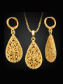 thumb 18K Water Drop Hollow Colorfast Two Pieces Jewelry Set 0