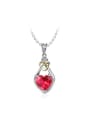 thumb Women Elegant Heart Shaped Glass Stone Necklace 0