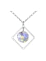 thumb Simple Hollow Square Round austrian Crystal Pendant Alloy Necklace 0