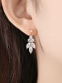 thumb Copper With Cubic Zirconia Personality Leaf Stud Earrings 3