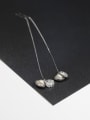 thumb Personalized Tiny Opening Shell Pearl 925 Silver Line Earrings 0