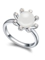 thumb Simple Imitation Pearl Flowery Alloy Ring 1