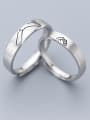 thumb 925 Sterling Silver With Platinum Plated Personality Marking Holding Hands Band Rings 1