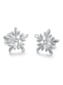 thumb Simple Snowflake Cubic Zircon 925 Sterling Silver Stud Earrings 0