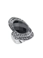 thumb Retro Oval Resin stone Grey Rhinestones Alloy Ring 0