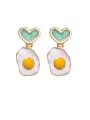 thumb Alloy With Enamel Personality Asymmetry Poached Egg  Heart Drop Earrings 1