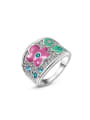 thumb All-match Flower Pattern White Gold Plated Ring 0
