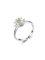 thumb Two Colors Plated Flower Opening Ring 0