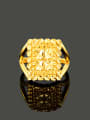 thumb Exaggerated 24K Gold Plated Square Shaped Copper Ring 1
