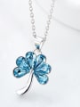 thumb Fashion Blue austrian Crystals Flower 925 Silver Pendant 1