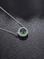 thumb Simple and delicate round Micro-inlay green zircon necklaces 0