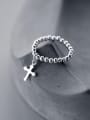 thumb Fashionable Cross Shaped S925 Silver Beads Ring 0