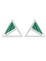 thumb 925 Sterling Silver With Turquoise Simplistic Triangle Stud Earrings 0