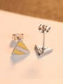 thumb 925 Sterling Silver Simplistic Two-color  Triangle Stud Earrings 2